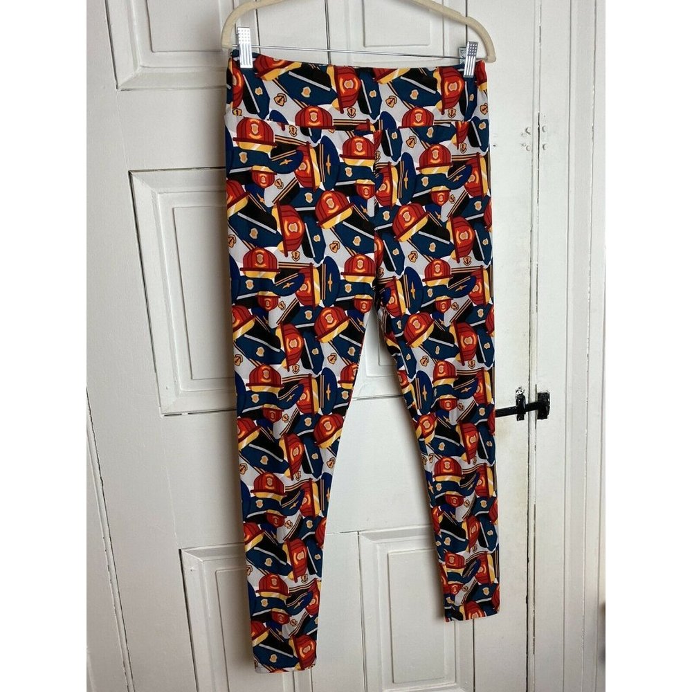 LuLaRoe TC Tall Curvy Fire Fighter Leggings Helmet Fireman